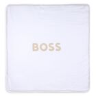 White & Beige Striped Logo Baby Blanket , 1, hi-res