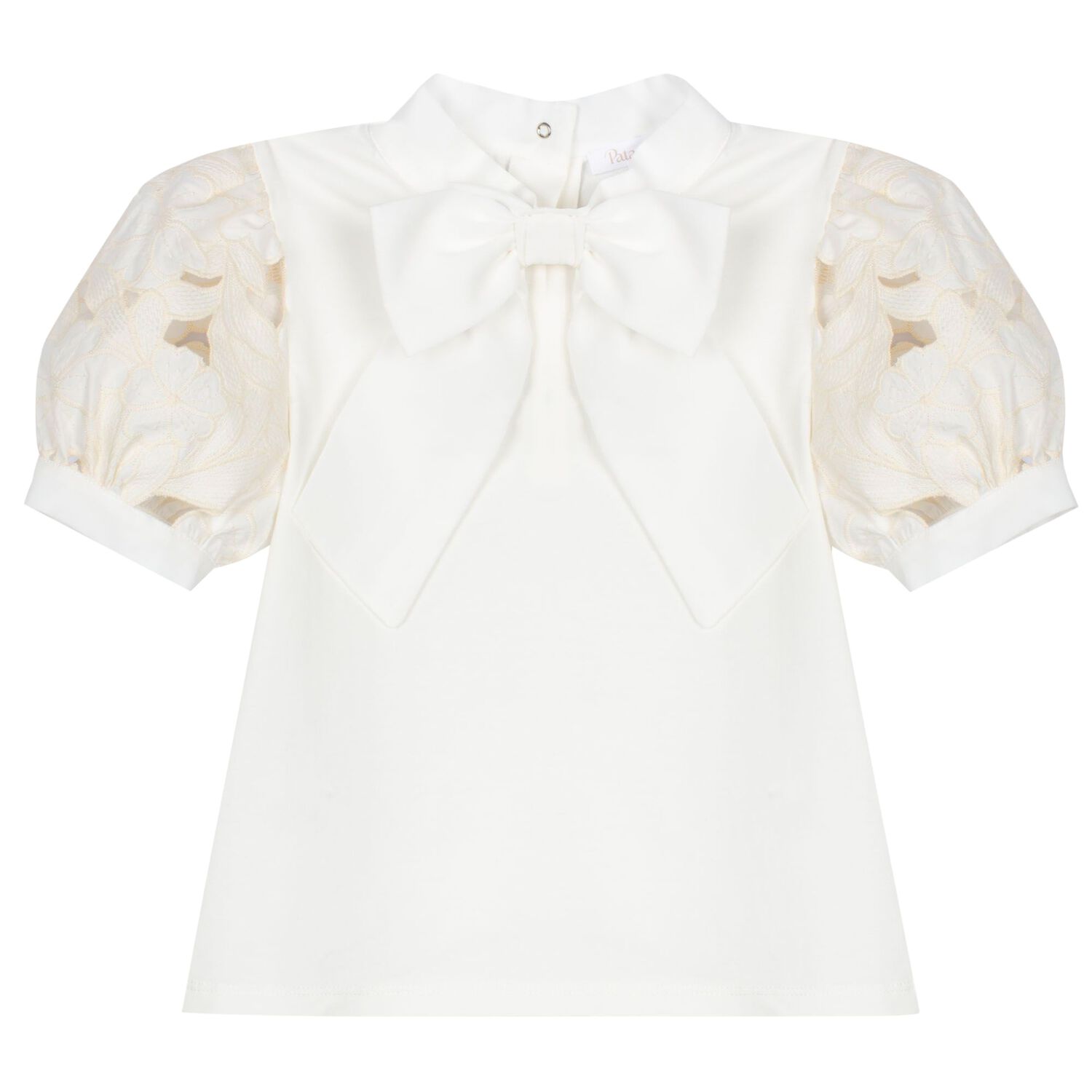 Girls White Bow Blouse, 1, hi-res