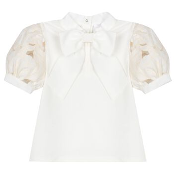 Girls White Bow Blouse
