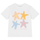 Girls White Starfish T-Shirt, 1, hi-res
