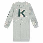 Girls Grey Tiger Sweatshirt Dress, 1, hi-res