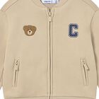 Younger Boys Beige Teddy Bear Zip Up Top, 2, hi-res
