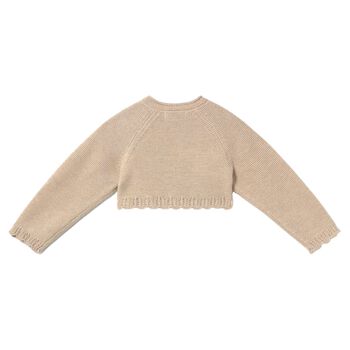 Younger Girls Beige Knitted Cardigan