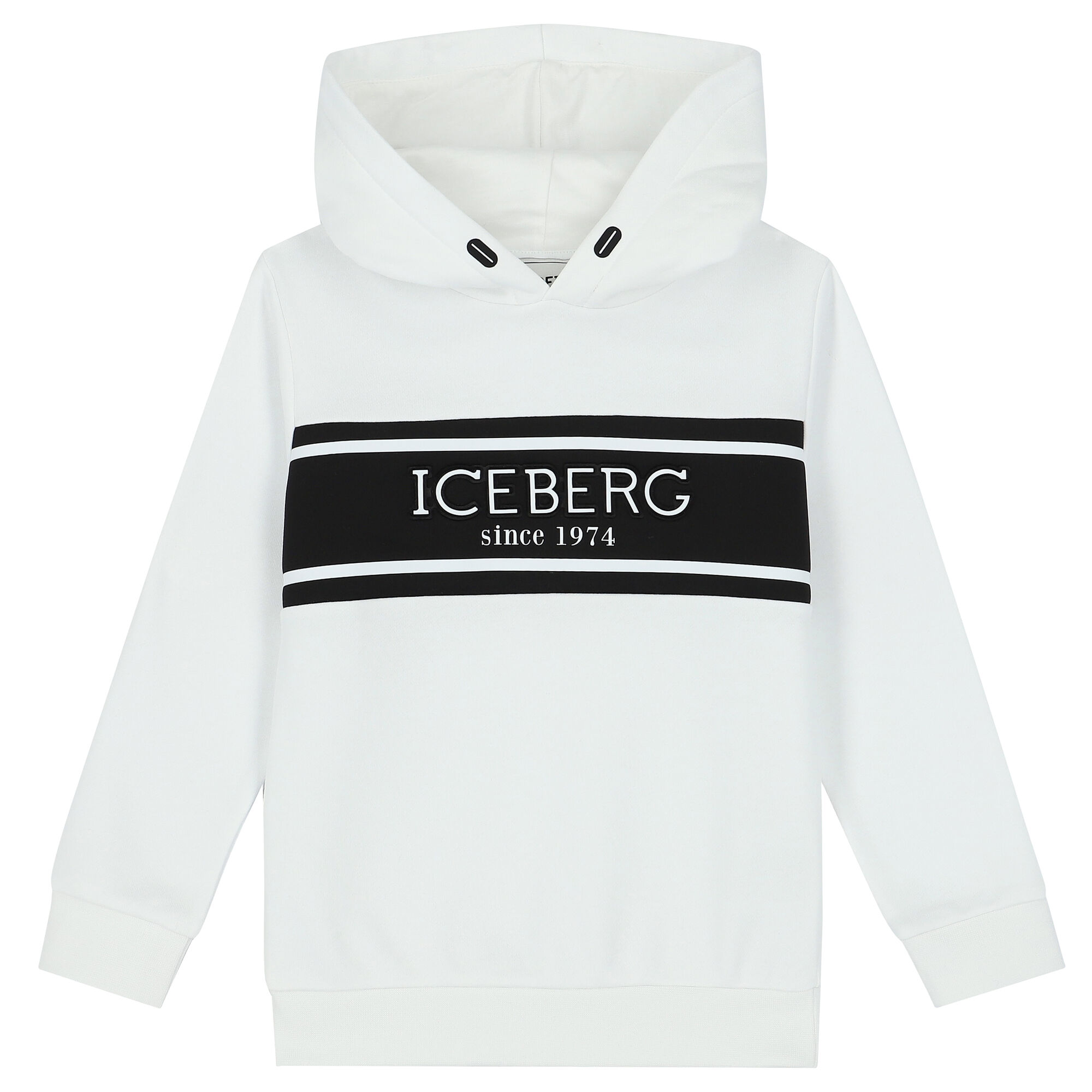 Iceberg Boys White Logo Hooded Top Junior Couture UK