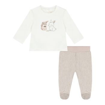 Baby Boys Ivory & Beige Trousers Set