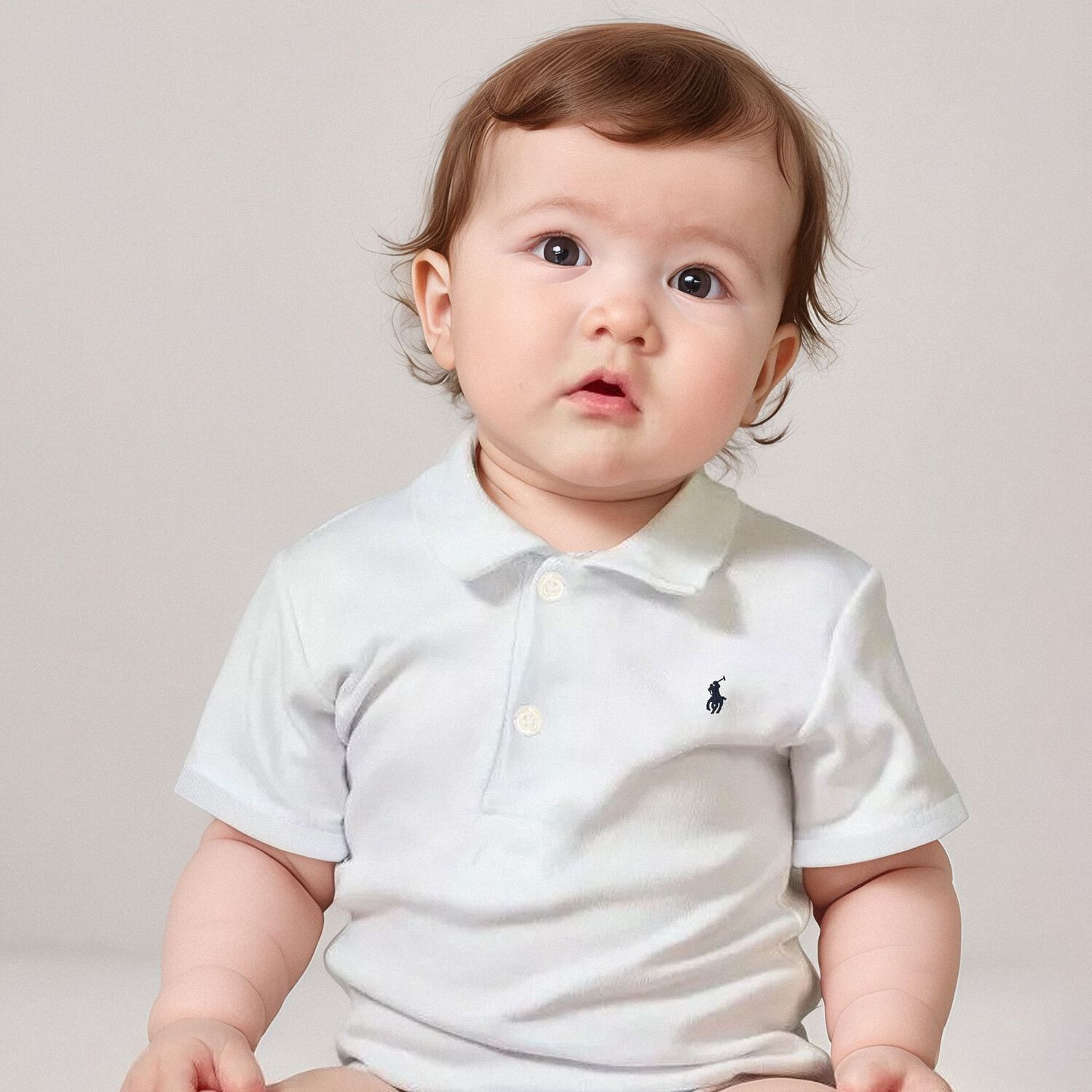 Baby Boys White Logo Polo Shirt, 1, hi-res