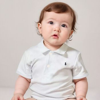 Baby Boys White Logo Polo Shirt