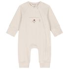 Beige Balloon Motif Ribbed Baby Romper, 1, hi-res