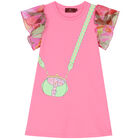 Girls Pink Logo Bag Dress, 2, hi-res