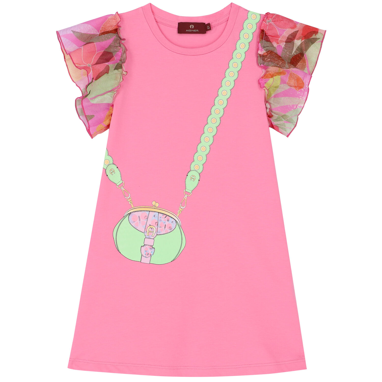 Girls Pink Logo Bag Dress, 2, hi-res