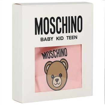 Baby Girls Pink Teddy Bear Logo Hat & Bib Gift Set