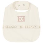 Baby Girls Ivory Logo Bib, 1, hi-res