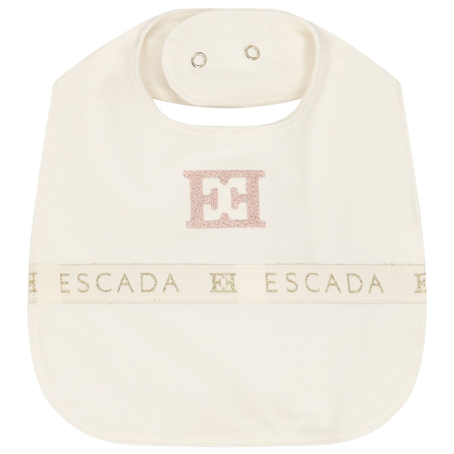 Baby Girls Ivory Logo Bib, 1, hi-res
