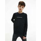 Boys Black Organic Cotton Logo Top, 2, hi-res