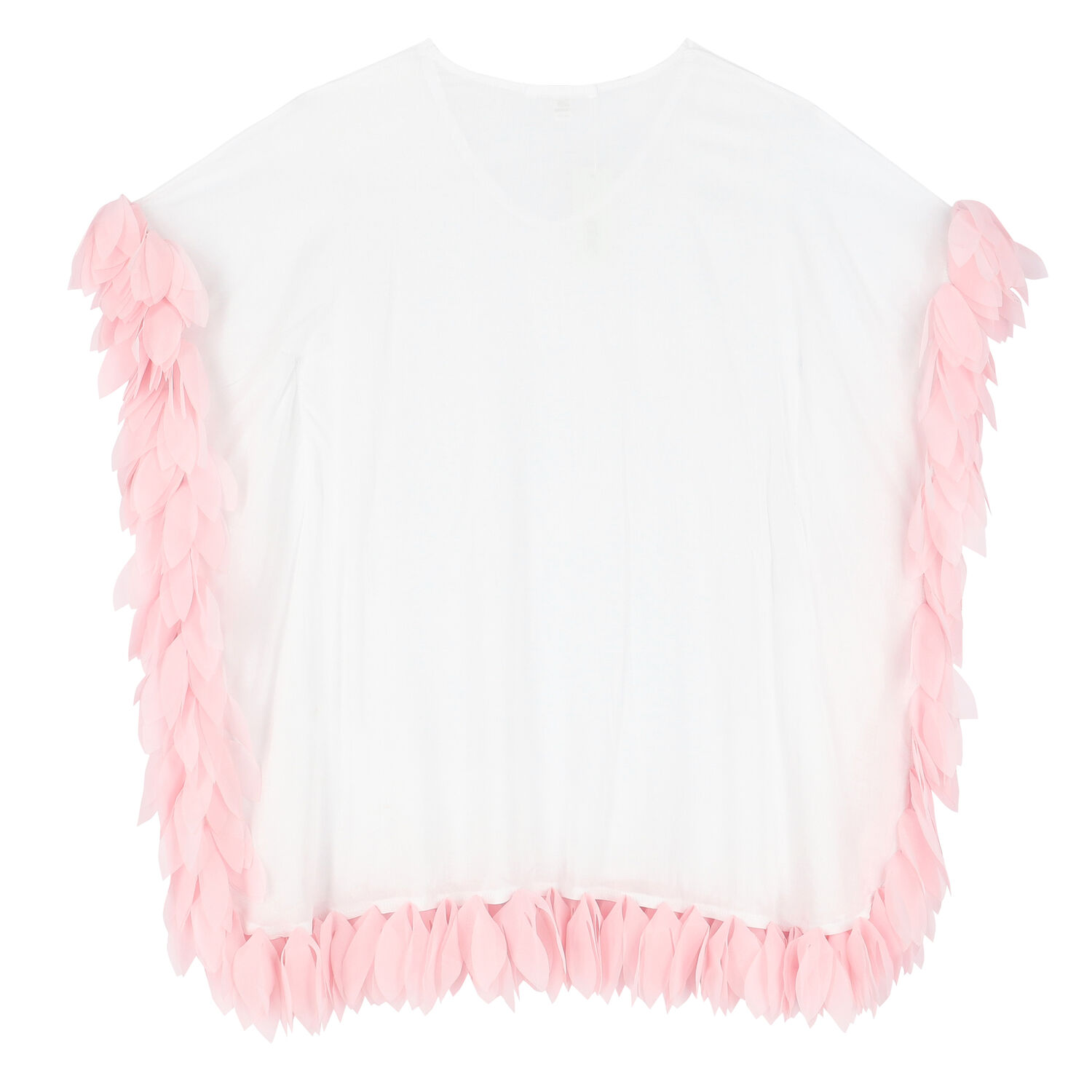 Girls White & Pink Petal Kaftan, 1, hi-res