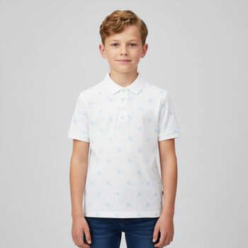 Boys White Logo Polo Shirt