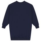 Girls Navy Blue Polo Bear Sweatshirt Dress, 1, hi-res