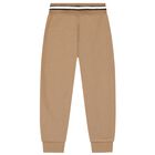 Boys Beige Logo Joggers, 2, hi-res