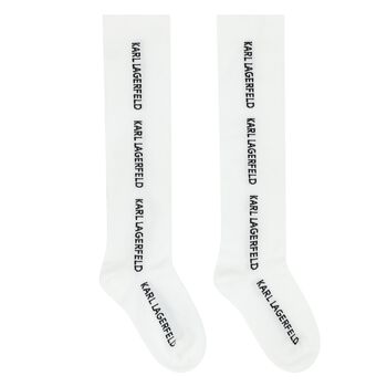 Girls White Logo Socks