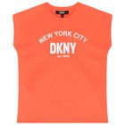 Girls Neon Orange Logo Top, 2, hi-res