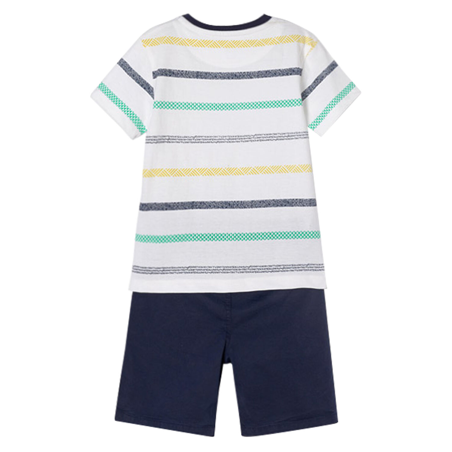 Boys White & Navy Striped Shorts Set, 1, hi-res