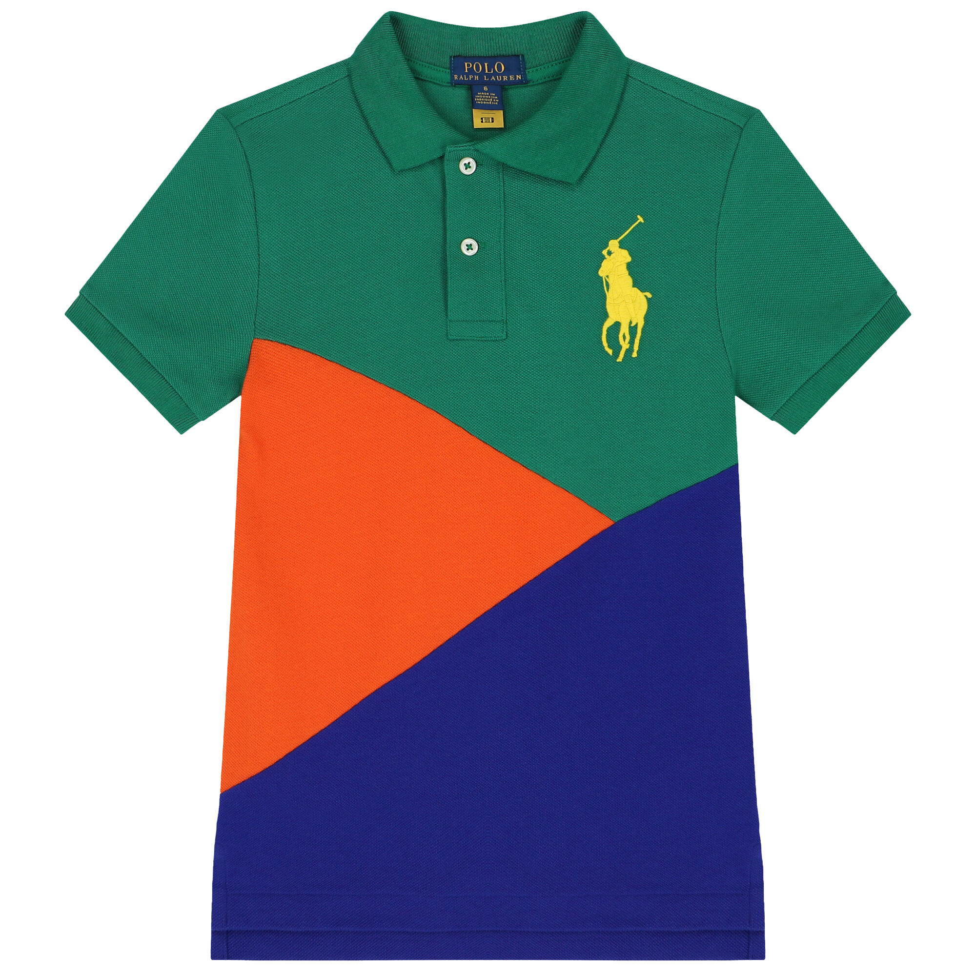 Ralph Lauren Boys Green Orange Blue Logo Polo Shirt Junior