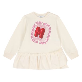Younger Girls Beige Logo Dress