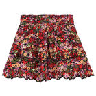 Girls Floral Printed Layered Skirt, 1, hi-res