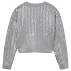 Girls Silver Knitted Sweatshirt, 1, hi-res