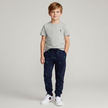 Boys Navy Blue Logo Joggers