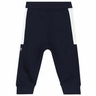 Younger Boys Navy Logo Joggers, 1, hi-res