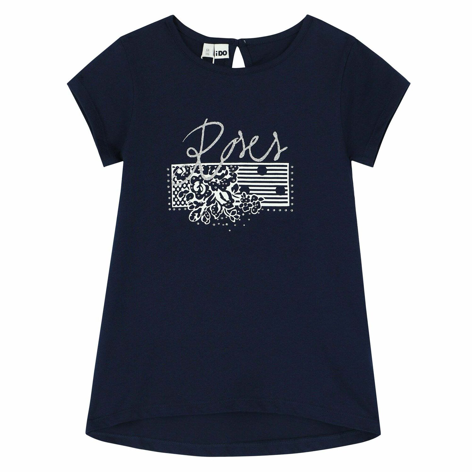 Girls Navy Embellished T-Shirt, 1, hi-res image number null