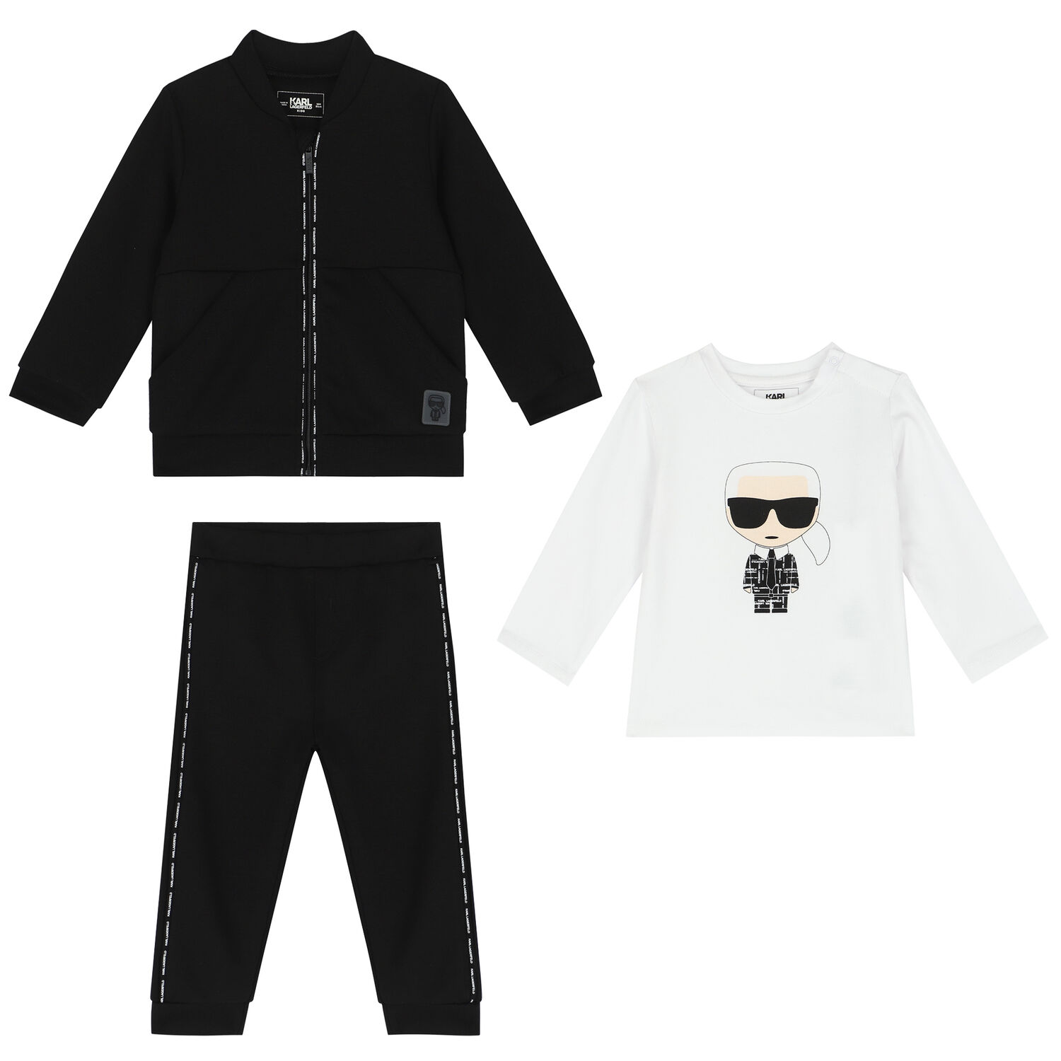 Younger Boys Black & White Logo 3-Piece Tracksuit, 1, hi-res image number null