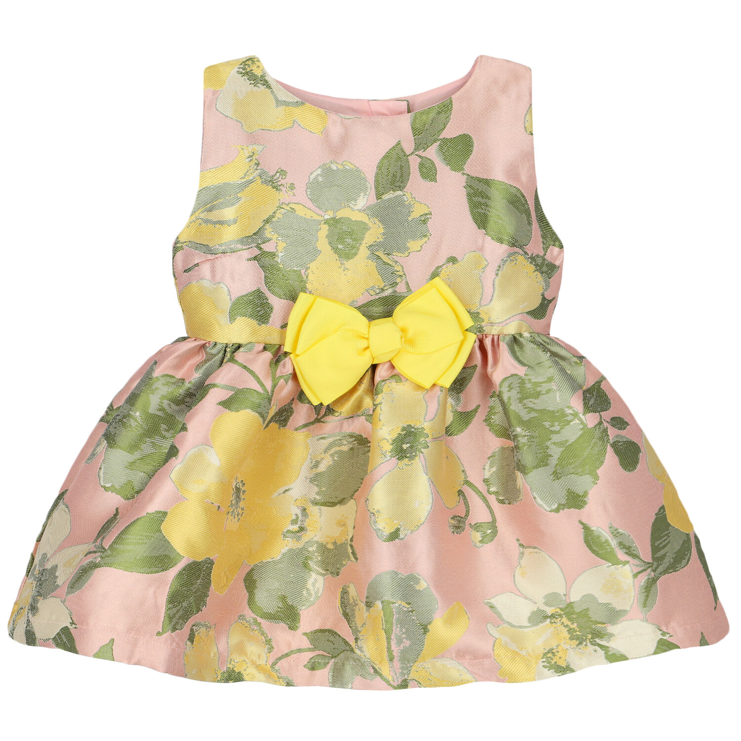 Baby Girls Pink Floral Jacquard Dress, 1, hi-res