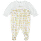 Baby Girls White & Gold Logo Babygrow Gift Set, 1, hi-res