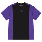 Boys Black & Purple Cotton Logo T-Shirt, 2, hi-res
