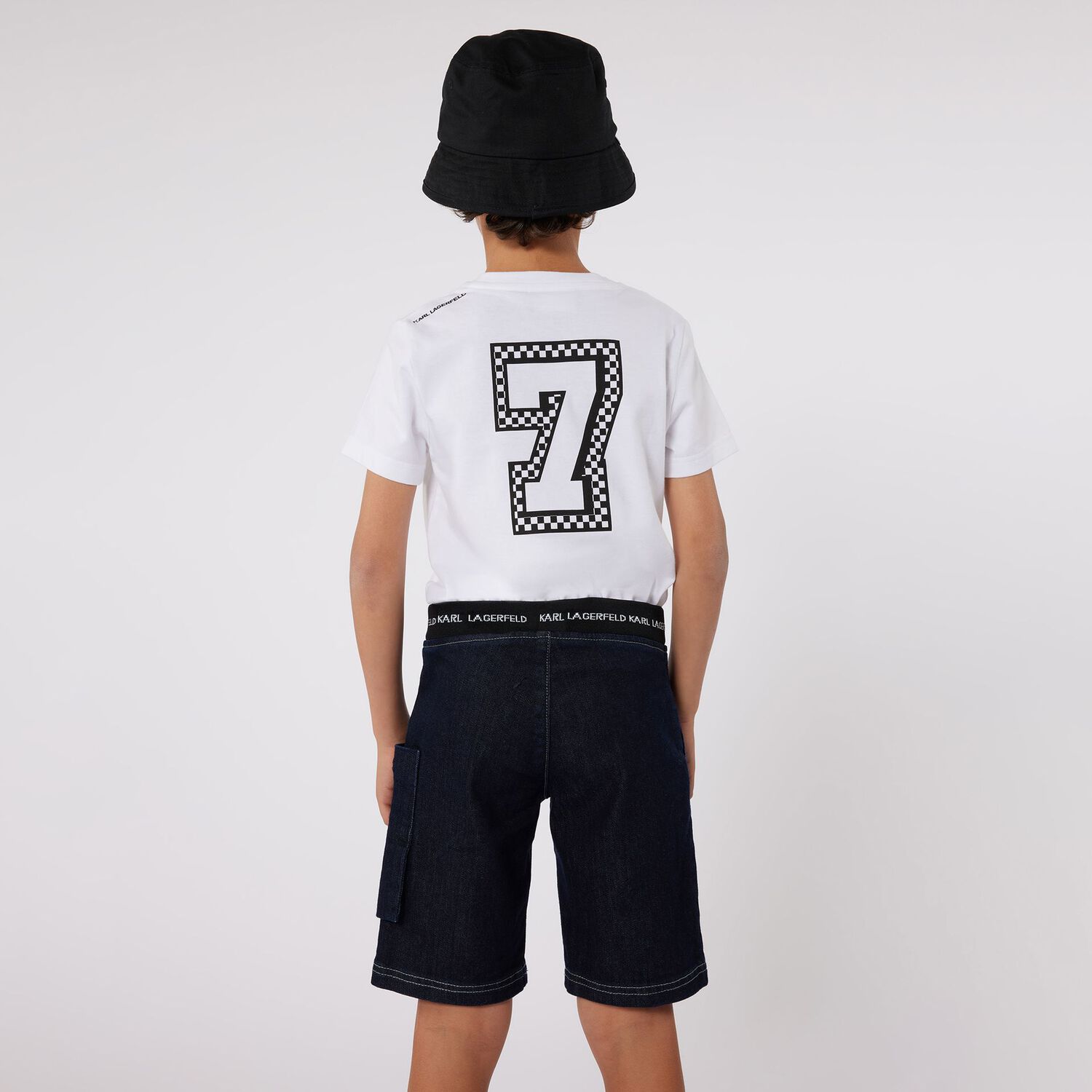 Boys White Ikonik Karl Logo T-Shirt, 1, hi-res image number null