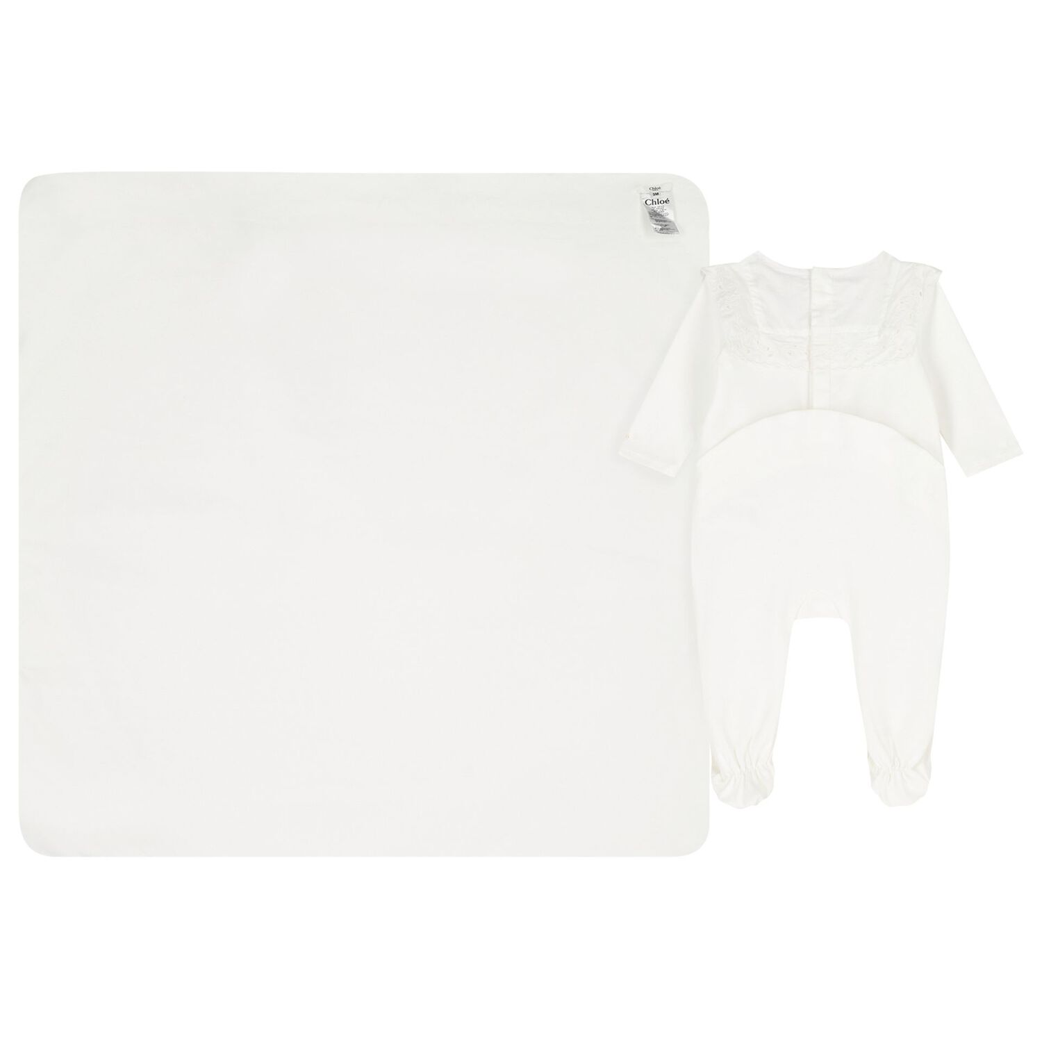 Baby Girls White Broderie Anglaise Babygrow Gift Set, 1, hi-res