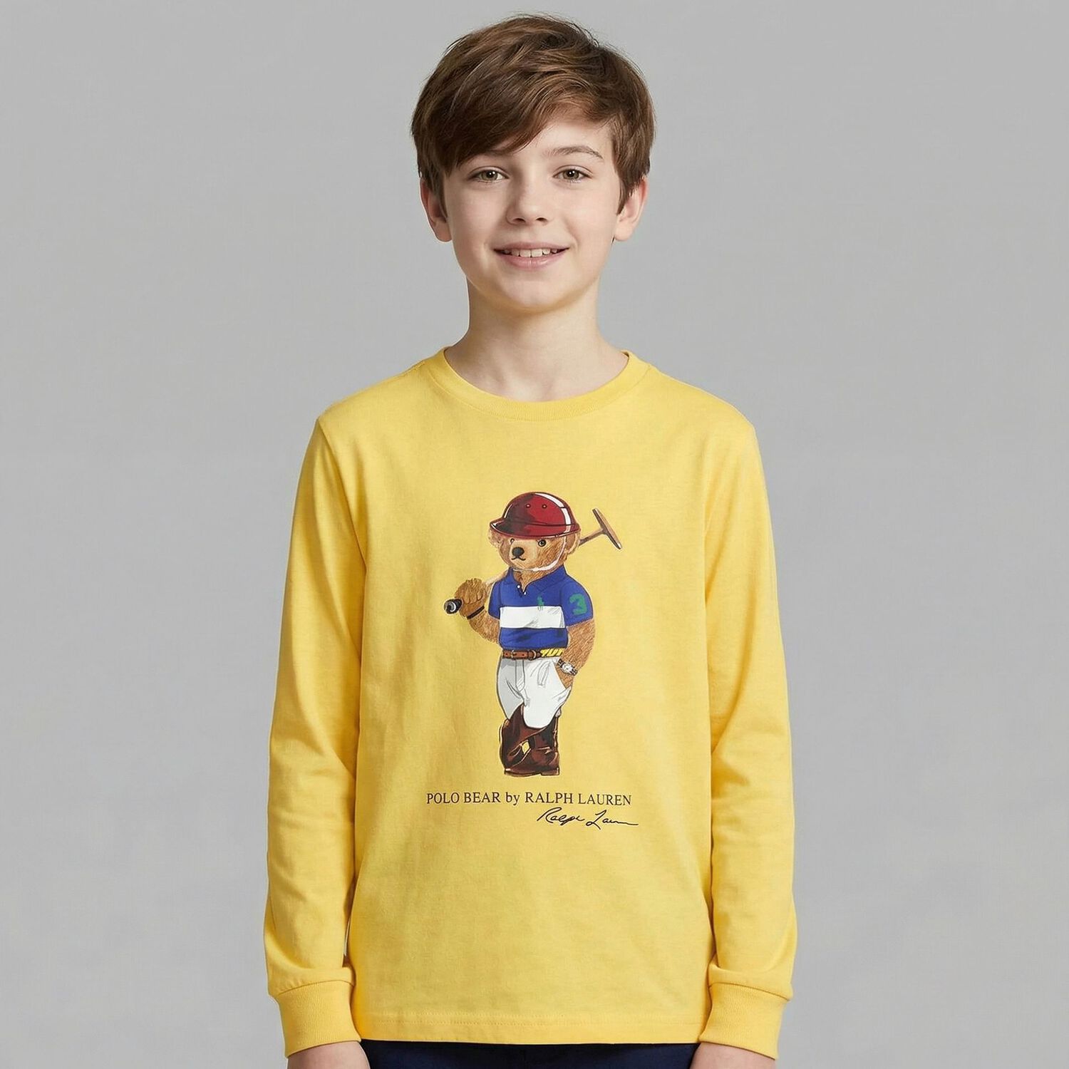 Boys Yellow Polo Bear T-Shirt, 1, hi-res