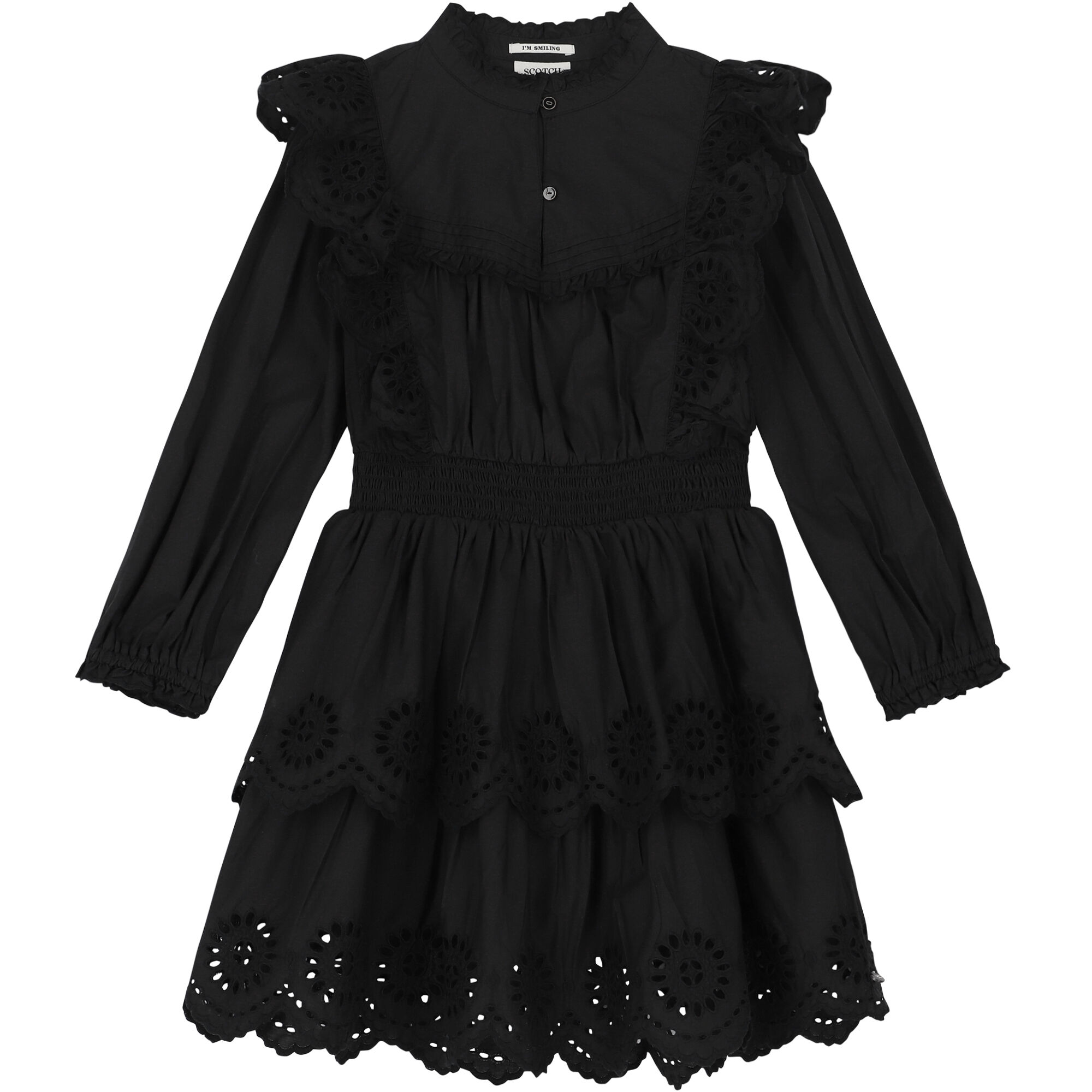 Scotch Soda Girls Black Broderie Anglaise Dress Junior Couture UK