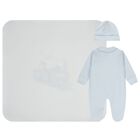 Baby Boys Blue & White Teddy Bear Babygrow Gift Set, 1, hi-res