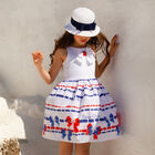 Girls White Bow Dress, 1, hi-res