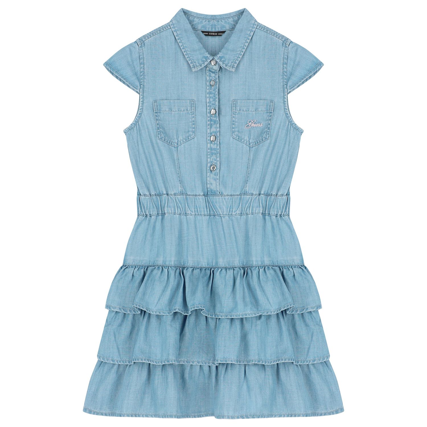 Guess Girls Denim Blue Logo Dress Junior Couture UK
