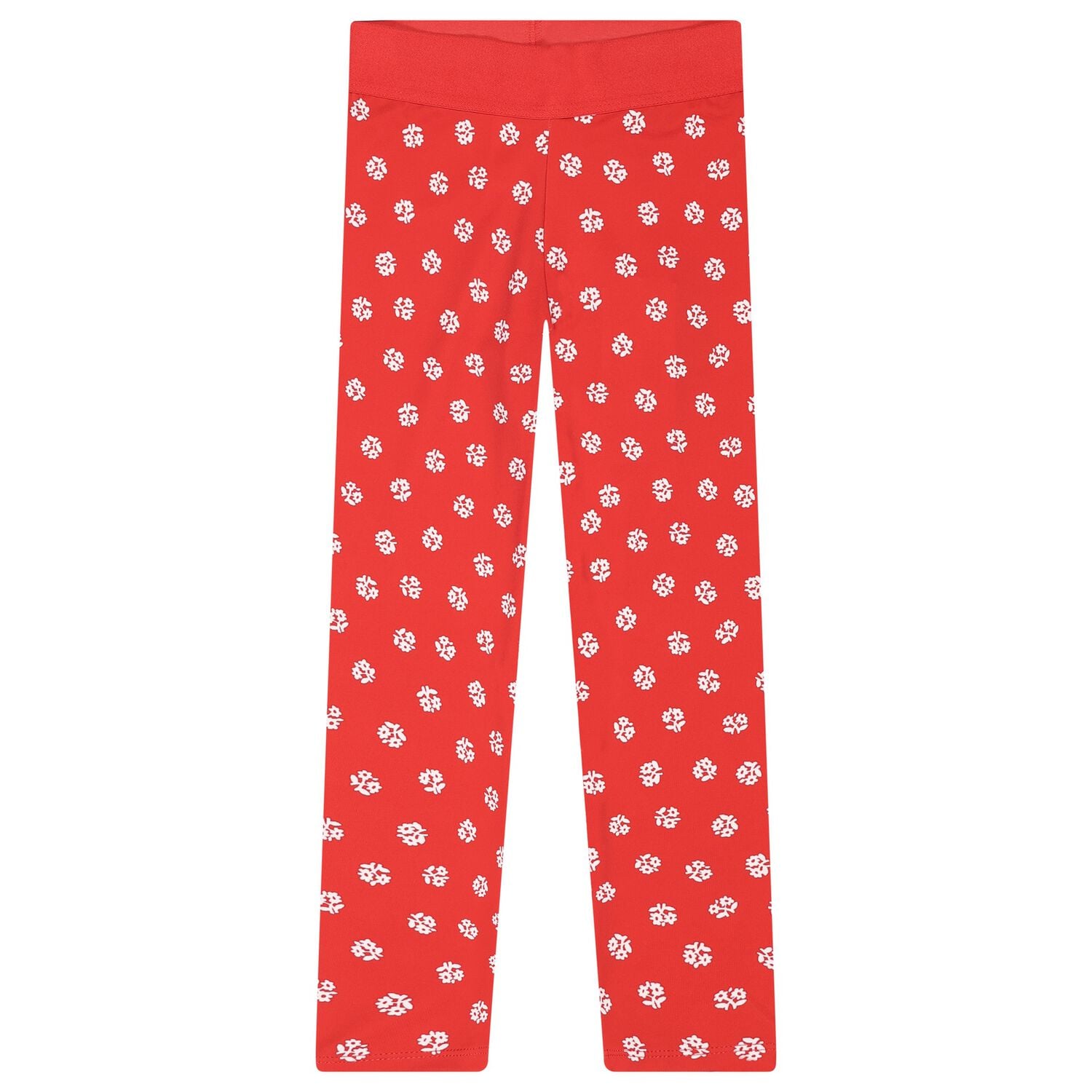 Girls Red Floral Leggings, 1, hi-res