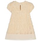 Girls Beige Bow Ruffled Tulle Dress, 1, hi-res