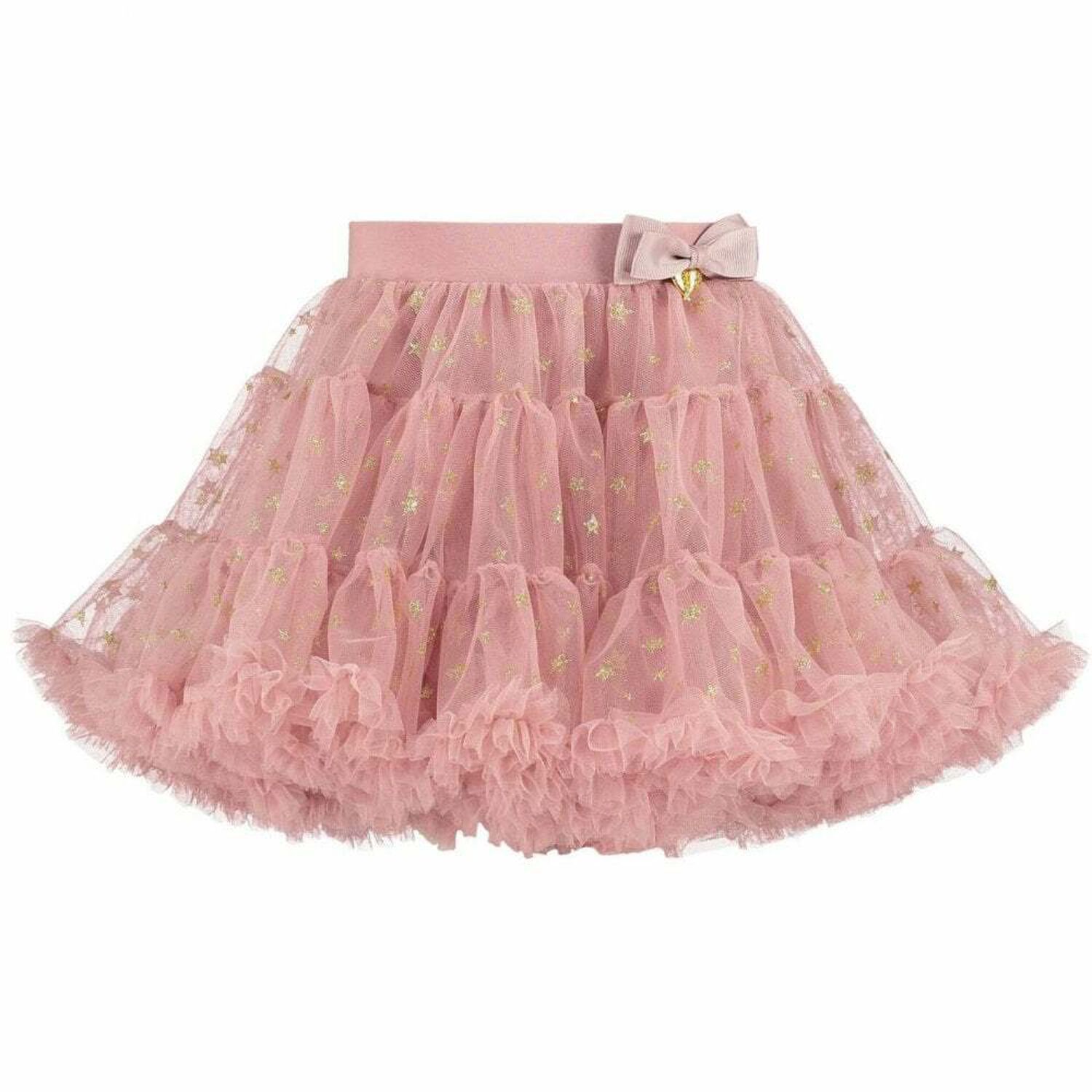 Girls Pink & Gold Star Tutu Skirt, 1, hi-res