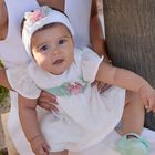 Baby Girls Ivory & Green Flower Dress Set, 1, hi-res