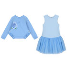 Girls Blue Rose Dress Set, 1, hi-res