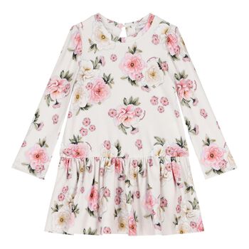 Younger Girls Ivory Floral Dress