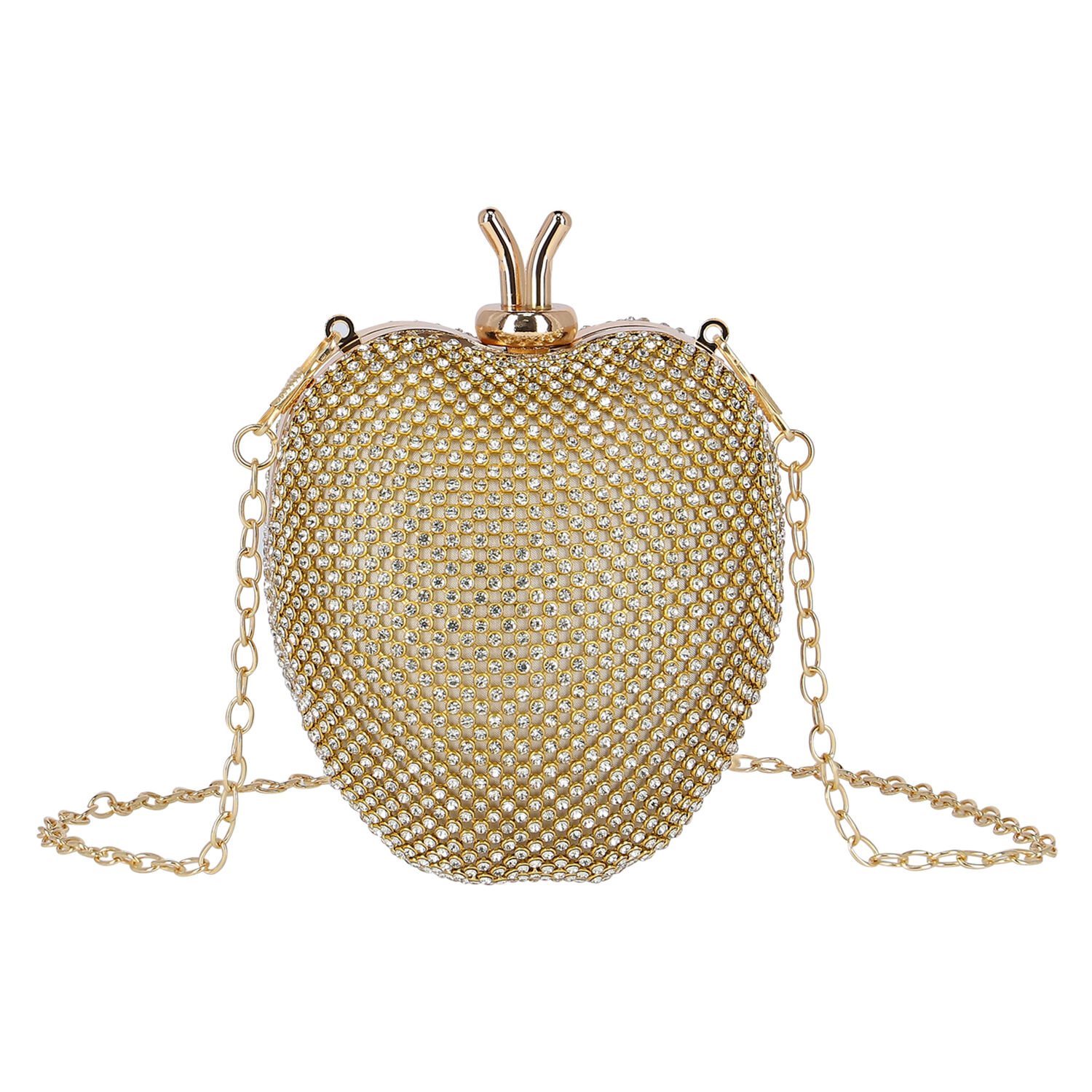 Girls Gold Embellished Satin Bag, 1, hi-res